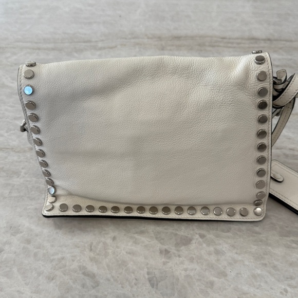 Prada Glace Studded Calfskin Leather Purse Etiquette Flap Foldover Handbag New - Picture 5 of 16